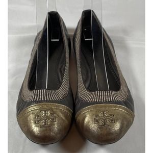 Tory Burch Gabby Gunmetal Platinum Ballet FlatsSize 6.5